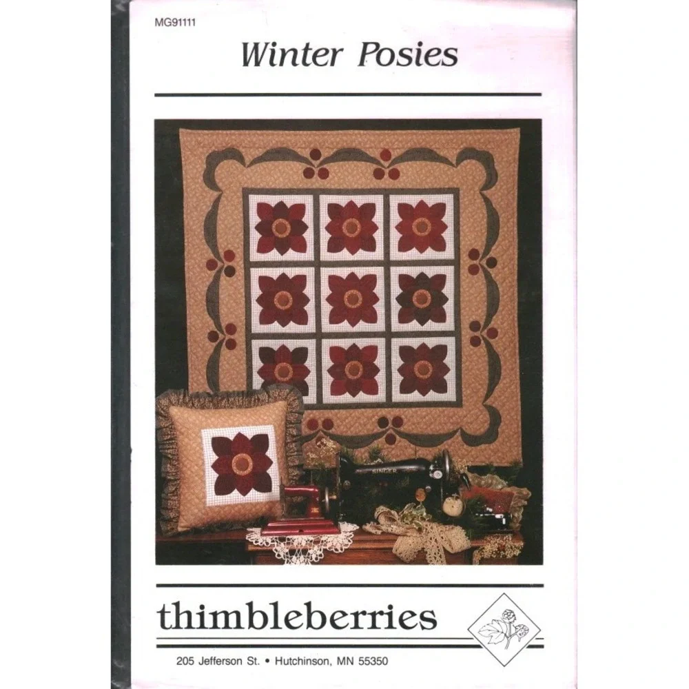 Thimbleberries Winter Posies Quilt Pattern Marilyn Ginsburg MG91111 Floral 50x50